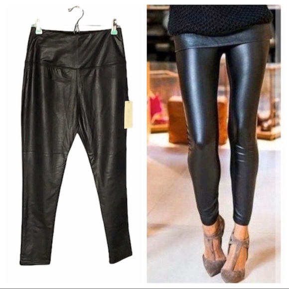 Rachel Zoe Pants - Rachel Zoe black faux leather leggings size L